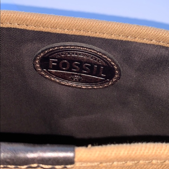 FOSSIL MESSENGER BAG Small, Tan Canvas - Picture 4 of 5